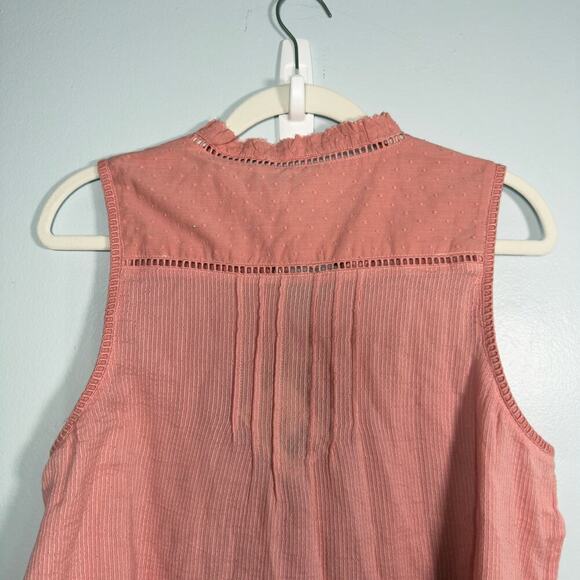 Faherty Willa Sleeveless Boho Blouse Tank Top Rosette Pink Womens L - Picture 5 of 11